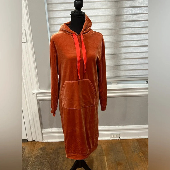 My mothers daughter orange velour sweater dress - Picture 3 of 7